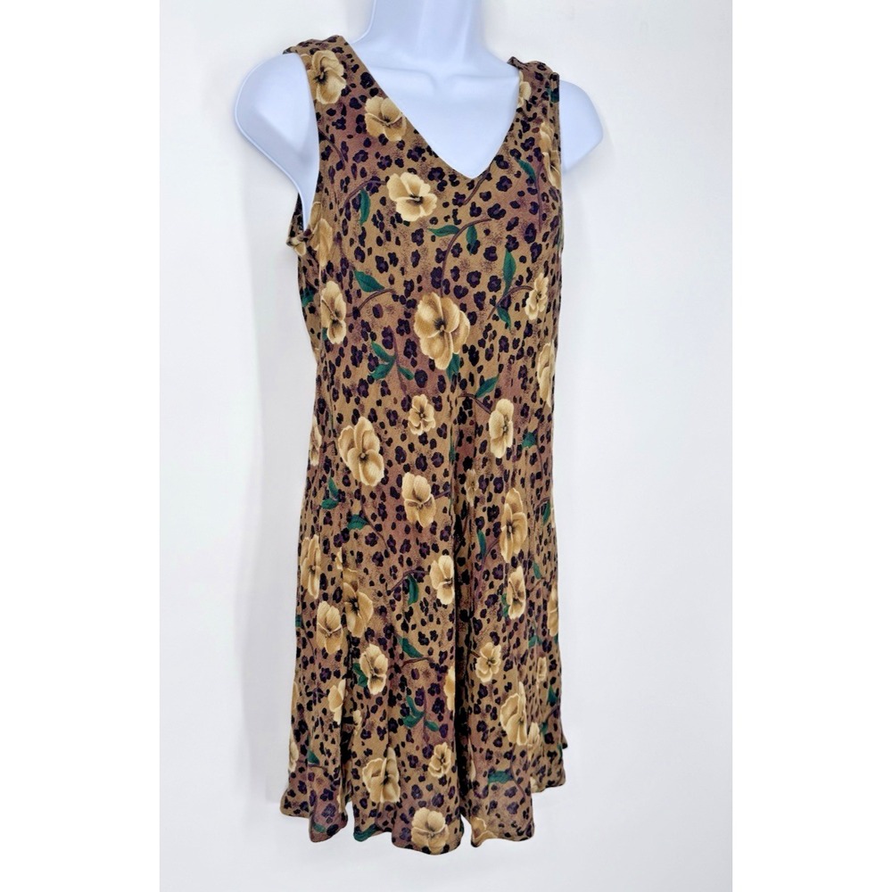 VTG Another Thyme Midi Dress Cheetah floral fairy cottage amazon print granola
